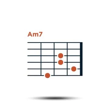 Am7, Basic Guitar Chord Chart Icon Vector Template Stock Illustration