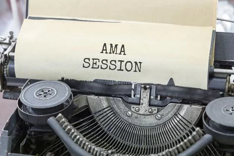 AMA ask me anything session symbol. Concept words AMA ask me anything session Foto stock