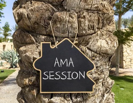 AMA ask me anything session symbol. Concept words AMA ask me anything sessi.. Stock Photos