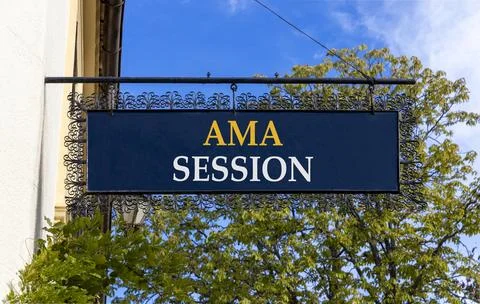 AMA ask me anything session symbol. Concept words AMA ask me anything sessi.. Stock Photos