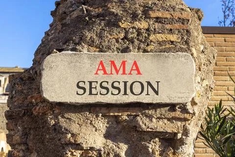 AMA ask me anything session symbol. Concept words AMA ask me anything sessi.. Stock Photos