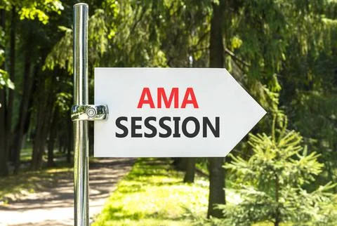 AMA ask me anything session symbol. Concept words AMA ask me anything sessi.. Stock Photos