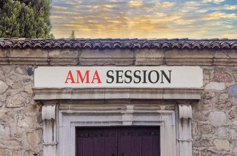 AMA ask me anything session symbol. Concept words AMA ask me anything session Stock Photos