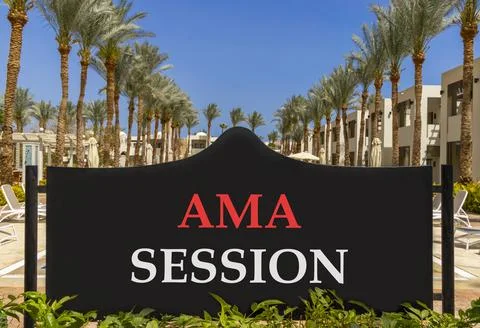 AMA ask me anything session symbol. Concept words AMA ask me anything sessi.. Stock Photos
