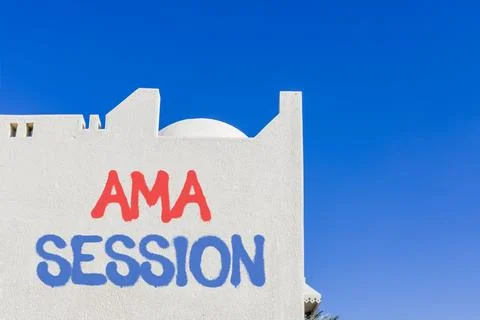 AMA ask me anything session symbol. Concept words AMA ask me anything session Stock Photos