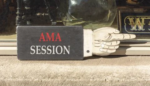 AMA ask me anything session symbol. Concept words AMA ask me anything sessi.. Stock Photos