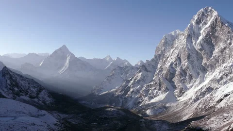 Ama Dablam Cholatse Peaks Panorama Himalayas Mountains Nepal 4k Stock Footage 89112331