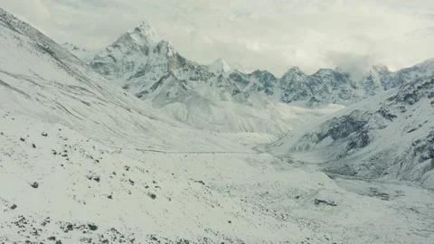 Ama Dablam, Everest Base Camp trek aerial in winter Video stock 150496464