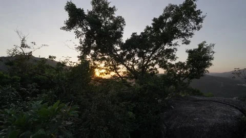 Amah Rock Sunset Pan Stock Footage 265003028