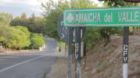 Amaicha del Valle, damaged traffic signal on desert road in western Argentina Stock Footage 40056899