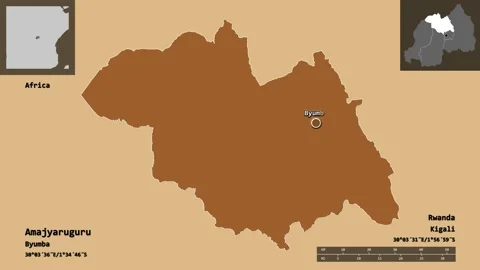 Amajyaruguru location. Rwanda. Solid patterned map Stock Footage 135766721