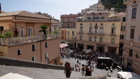 Amalfi city center - Cathedral top, Italy, Europe Stock Footage