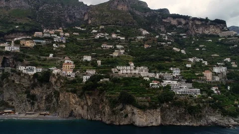 Amalfi Coast Italy Views Aerial Shot Stock Footage