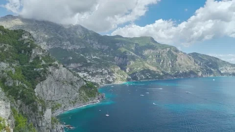 Amalfi Drive over Positano from a drone, Amalfi Coast, Positano, Italy, Europe Stock Footage 294915005