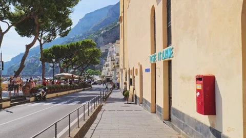 Amalfi, Italy. Walking down Corso delle Repubbliche Marinare. Stock Footage 302184397