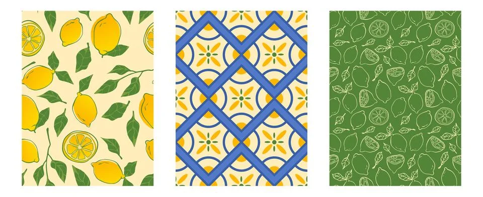 Amalfi Mediterranean coast pattern Stock Illustration