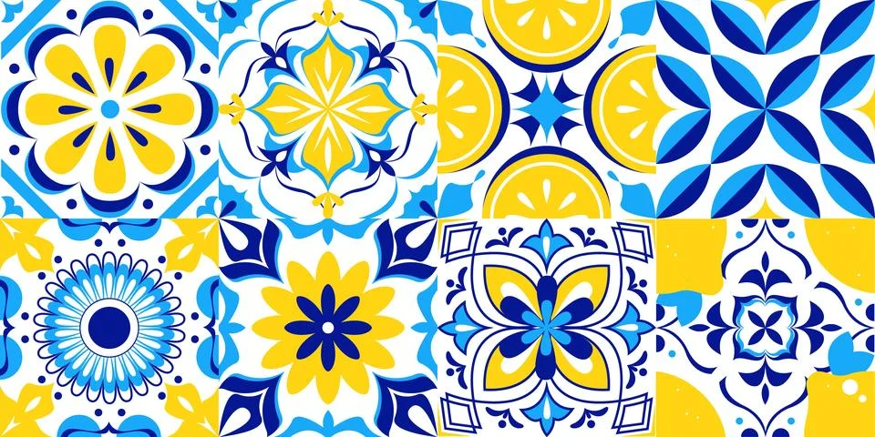 Amalfi pattern - mosaic design with lemon Stock Illustration