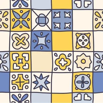Amalfi seamless pattern - mosaic doodle design with geometric motifs. Colorful イラスト素材
