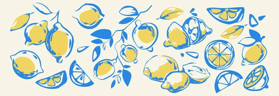 Amalfi style lemon pattern Stock Illustration