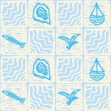 Amalfi style nautical seamless pattern 스톡 일러스트