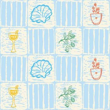 Amalfi style seamless pattern Stockillustratie