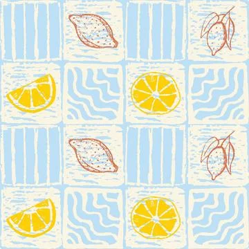 Amalfi style seamless pattern with lemons Ilustración de archivo