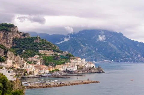 Amalfi under heavy clouds Stock Photos