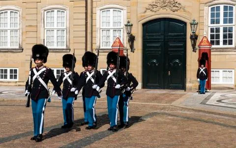 Amalienborg Royal Guards Denmark Stock Photos