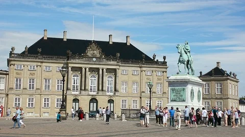 The Amalienborg Square in Copenhagen, Denmark Stock Footage 99520343
