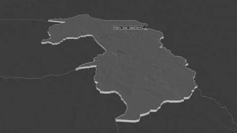Amambay, Paraguay. Bilevel elevation map with surface waters Stock Illustration