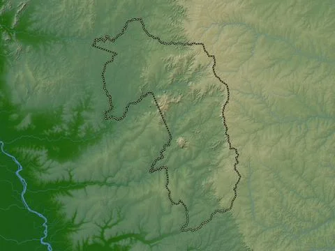 Amambay, Paraguay. Colored elevation map with lakes and rivers Ilustração Stock