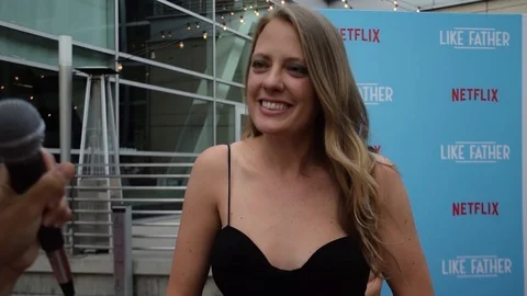 Amanda Bowers is interviewed at the premiere of his movie 'Like Father' - 2018 Video stock 101205900