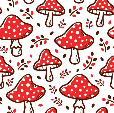 Amanita mushroom seamless pattern. Vector cartoon illustration icon design Stock Illustration