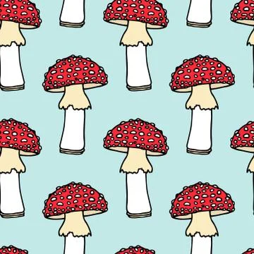 Amanita seamless pattern Stock Illustration
