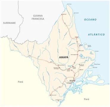 Amapa road vector map Stock Illustration