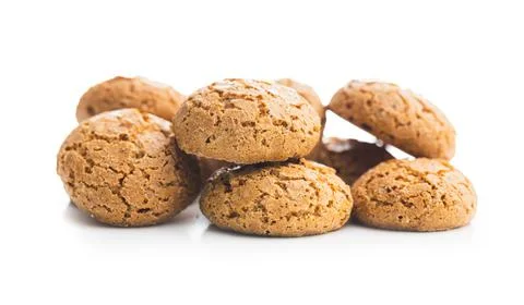Amaretti biscuits. Sweet italian almond cookies. Stock Photos