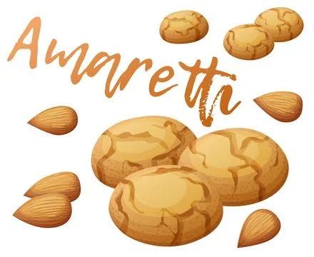 Amaretti cookie vector icon isolated on white background. Italian almond dessert Stock-Illustration