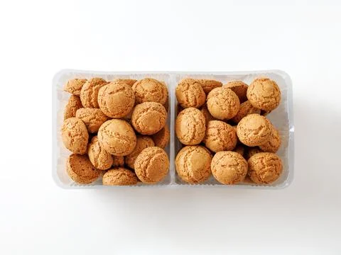 Amaretti cookie on white background 스톡 사진
