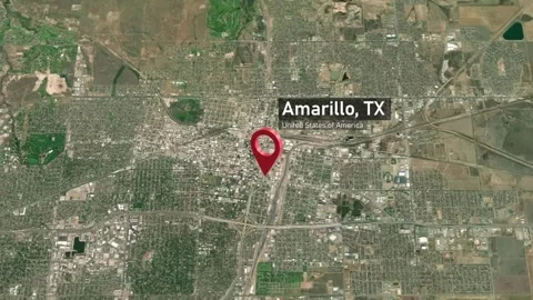 Amarillo City Map Zoom (TX, USA) from Space to Earth Stock-Footage 295354174