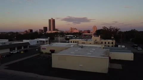 Amarillo Texas Drone Scene at Dusk / Sundown Stock Footage 217887151