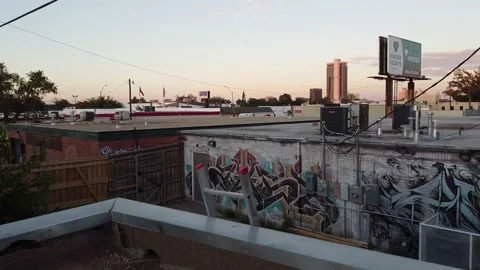 Amarillo Texas Drone Scene at Dusk / Sundown Video stock 217887330