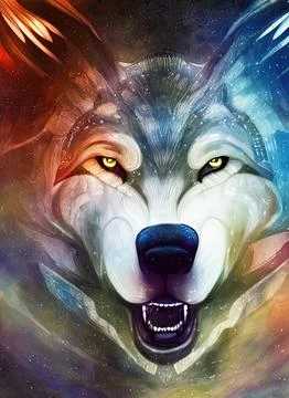 An Abstract Animal . Wolf Wallpaper Generative AI Stock