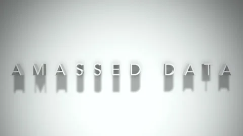 Amassed data  3D title animation white text on a white background Stock Footage 299636671