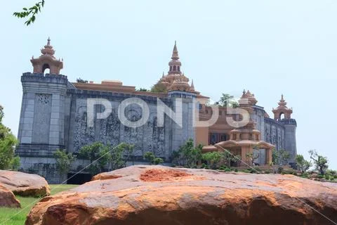 Amata Spring castle made of stone to built as a new tourist attraction.Chonbu Stock Photos
