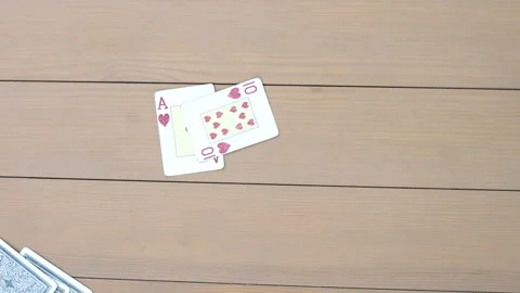 Amateur card game at a large table, top view Stock Footage 283662625