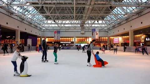 Amateur skating in the entertainment complex Stock Footage 76687665