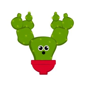 Amazed cactus in a flower pot Stock Illustration