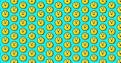 Amazed emoji animated tile Loopable motion graphics pattern background. Ove.. Stock Footage 224356614