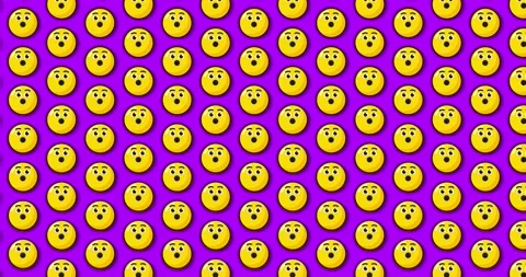 Amazed emoji animated tile Loopable motion graphics pattern background. Ove.. Stock Footage 224356626
