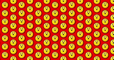 Amazed emoji animated tile Loopable motion graphics pattern background. Ove.. 스톡 동영상 224356627